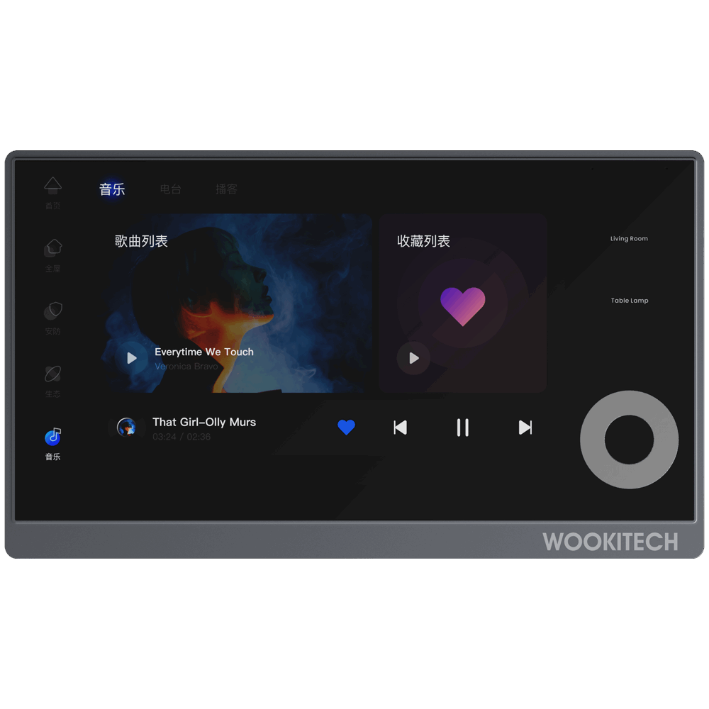 關鍵詞:智能語音中控面板10寸;描述:1.支持語音喚醒、自定義喚醒詞、語音識別全開模式、投影模式、上下班模式等
								2.控制房間內單個或批量場景模式、燈光（開關、亮度、色彩）、空調（開關、溫度、模式、風速）、窗簾（開、關、停）